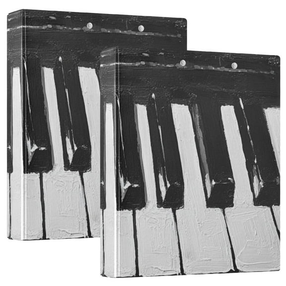Piano Keys 3 Ring Binders 1.5 inch Hardcover File Folders with Interior Pockets A4 Size Organizer for School Office Hospital