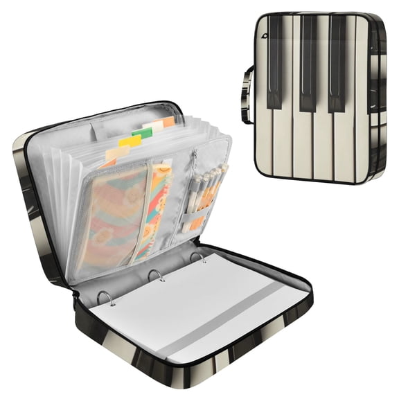 Piano Keys Accordion File Organizer Expanding File Folder 3-Ring Binder Bag 500 Sheets A4 Size