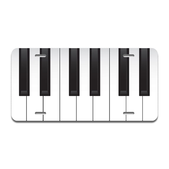 Piano Keys Aluminum License Plate| License Plate 12" X 6" Fits Any Car, Truck, SUV, RV, or Trailer | Made in The USA