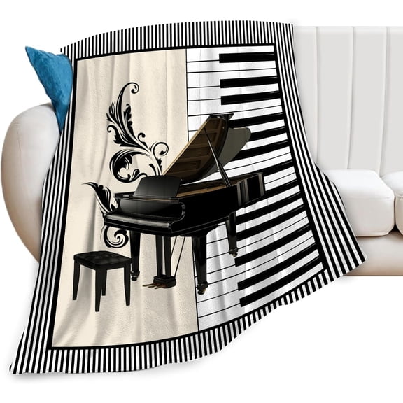 Piano Keys Blanket - Cozy Flannel Soft Warm Plush Lightweight Bedding for Women, Women & men - 50"X40"