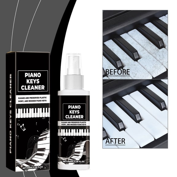 Piano Keys Cleaner 3.38 fl oz (100ml), Mild Multi-Function Cleaning Spray, Stain Remover and Surface Protection for Piano Keys & Electronic Keyboards