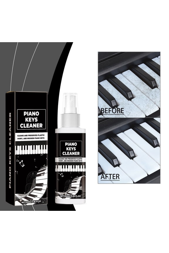 Piano Keys Cleaner 3.38 fl oz (100ml), Mild Multi-Function Cleaning Spray, Stain Remover and Surface Protection for Piano Keys & Electronic Keyboards