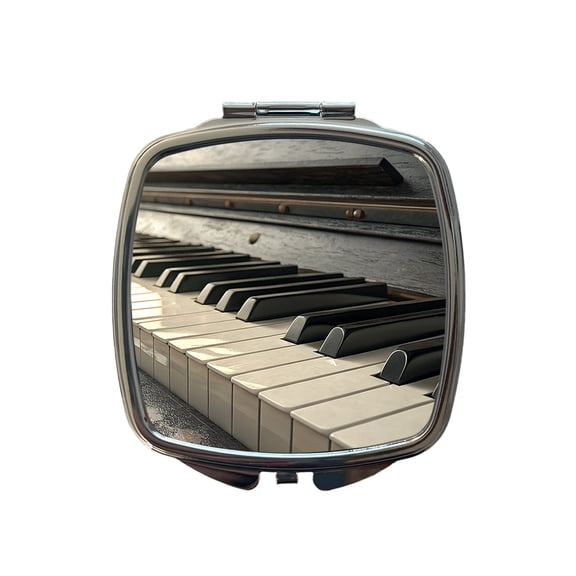 Piano Keys Close-up Travel Makeup Handbag Purse Small Pocket Compact Mirror