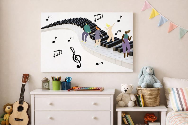 Piano Keys Dance Modern Music Room Poster 12x18 UNFRAMED - Walmart.com