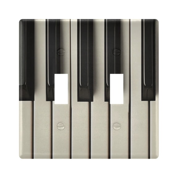 Piano Keys Light Switch Cover Electrical Outlet Cover Replaceable Wall Plates 2-Gang