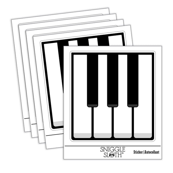 Piano Keys Music Car Window Bumper Water Bottle Phone Tablet Laptop Waterproof Vinyl Decal Sticker Set 5-Pack - Gloss Finish - 2.0"