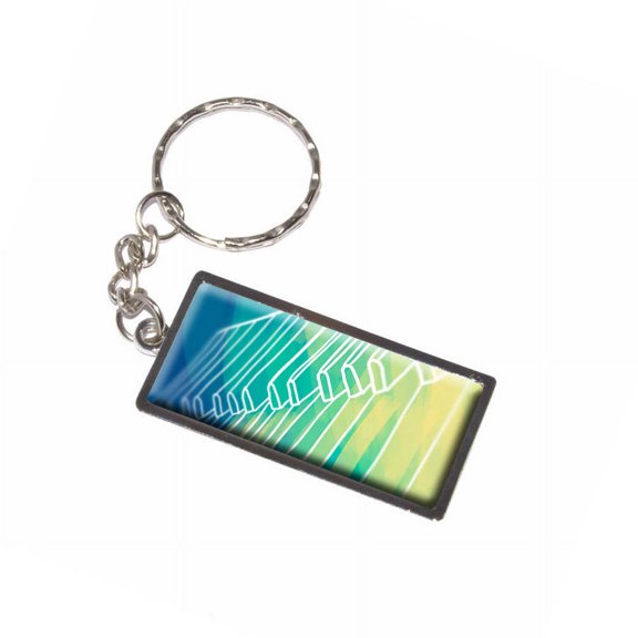 Piano Keys Musical Instrument Music Percussion Band Blue Green Keychain Key Chain Ring