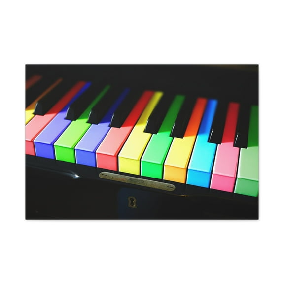 Piano Keys Painted in Color Music Lover's Delight Piano Keyboard Canvas Wall Art for Home Decor Ready-to-Hang