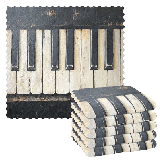 Piano Keys Painting Kitchen Towels 6 Pcs Dish Towels Absorbent Soft Quick Dry Towel Dish Rags for Washing Dishes