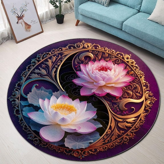 Piano Keys Round Area Rug, black and white circle carpet for music room, hallway or lounge, soft washable non-slip floor mat, elegant performer décor accent