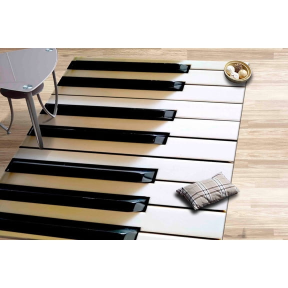 Piano Keys Rug, Black Rug, Piano Rugs, Music Rugs, Music Room Rug, Soft Rug, Front Door Rug, Nursery Decor Rug, Machine Washable Rug, 2'x3' - 60x90 cm