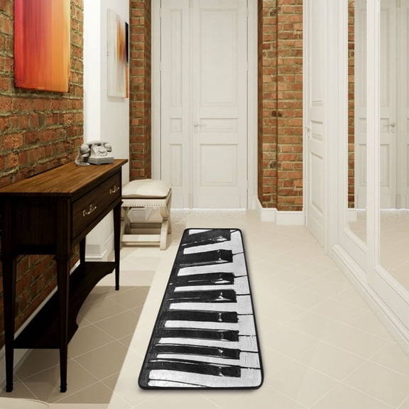 Piano Keys Runner Rug Non Slip 7224 in Ares Rugs for Bedroom Bathroom Living Room