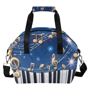Piano Keys Shining Stars Notes Insulated Lunch Bag Reusable Quilted Lunch Box Waterproof Leakproof Lunch Container