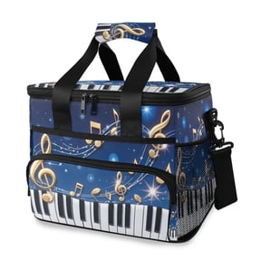Piano Keys Shining Stars Notes Portable Cooler Lunch Box Reusable Insulated Lunch Bag Leakproof 15L