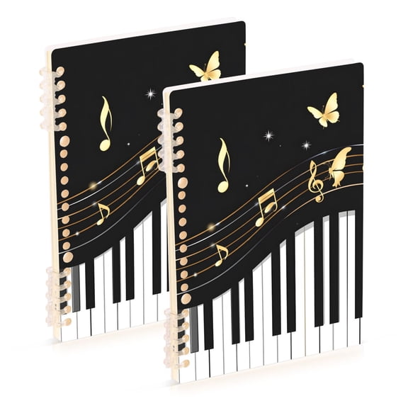 Piano Keys Stave Notes Butterfly Notebook Detachable Coil Notebook Diary Plan Book A5 Size 60 Pages 1 Pack