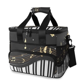 Piano Keys Stave Notes Butterfly Portable Cooler Lunch Box Reusable Insulated Lunch Bag Leakproof 15L