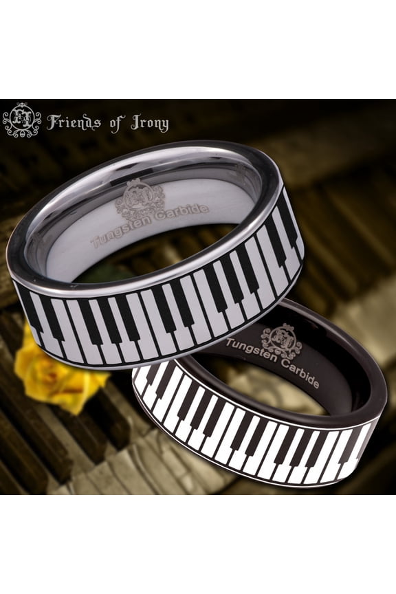 Piano Keys Tungsten Carbide Ring