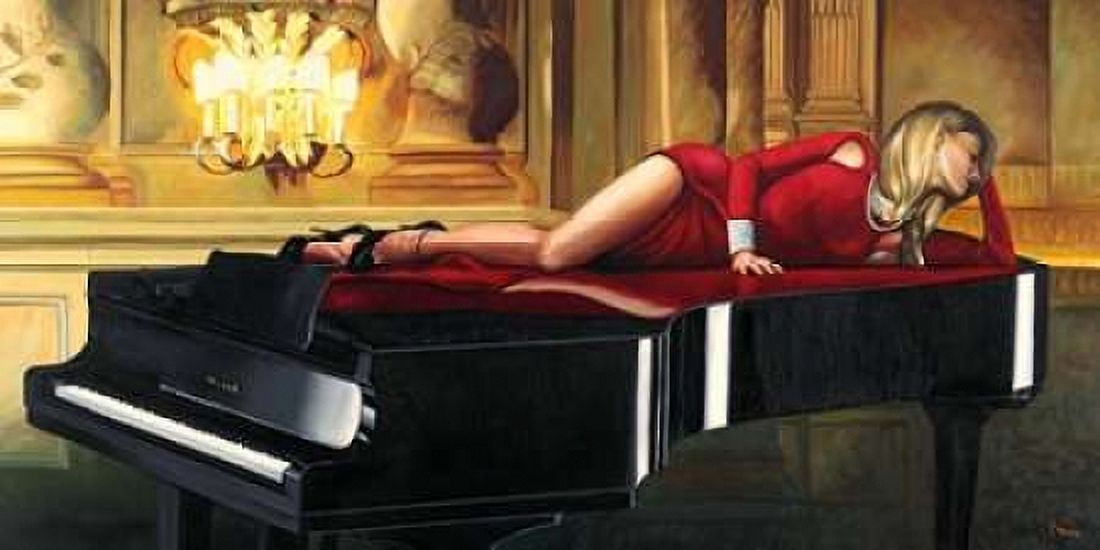Piano Lady Canvas Art - Pierre Benson (10 x 20)