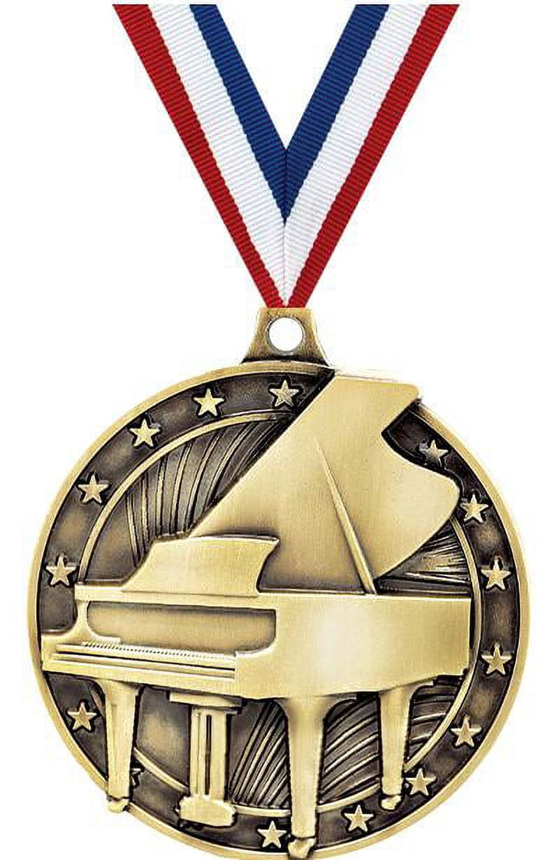 Piano Medals, 2" Gold Diecast Piano Medal Award 10 Pack