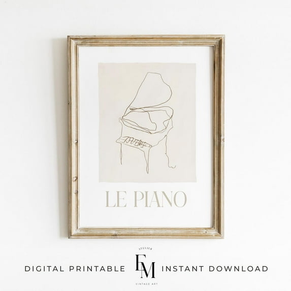 Piano Minimalist Drawing Art Print Piano Print Music Theory Piano Player Gift Piano Teacher Gift Piano Exhibition Music Wall Art Home Decor #2687, Unframed Poster Size 16x24