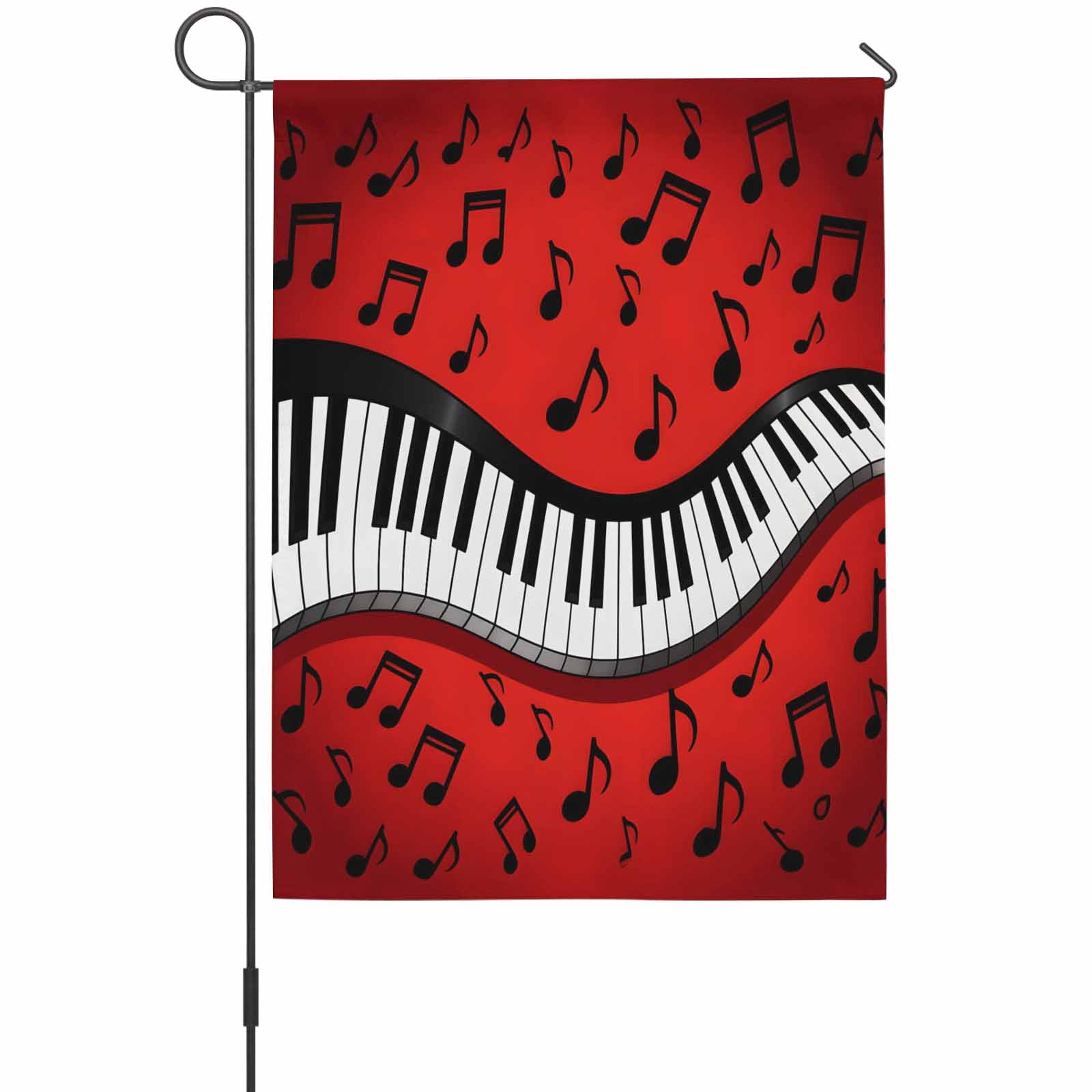 Patio Notes Piano Music Note House Flag 28 x 40 Inches, Abstract Black White Piano ...