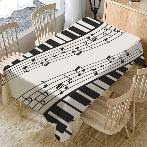 Piano Music Tablecloth For Home Decoration, 140X80Cm,Table Cover,Piano Music Pattern Table Cloth Rectangular Tea Table Cover Dining Home Decor