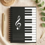 Piano Notebook Spiral Bound, Music Journal for Pianists & Musicians, Creative Treble Clef Cover, Lay Flat for Practice Log, Financial Planning, Startup Diary, Gift for Teachers Students