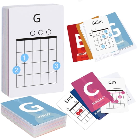 Guitar Chords Flash Cards, 56 Guitar Note Theory Cards- The Major and Minor Scales Guitar Flash Cards for Music Education and Beginners