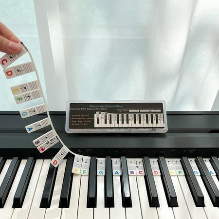 Piano Notes Guide for Beginner, Removable Piano Keyboard Note Labels for Learning, 88-Key Full Size, Made of Silicone, No Need Stickers, Reusable (Rainbow Colors)