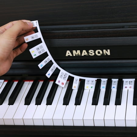 Piano Notes Guide for Beginner, Removable Piano Keyboard Note Labels for Learning, 88-Key Full Size, Made of Silicone, No Need Stickers, Reusable and Comes with Box (Rainbow Colors)