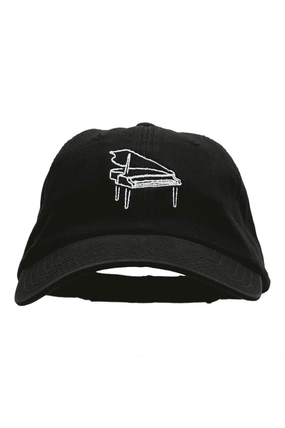 Piano Outline Embroidered Deluxe Washed Twill Cap - Black OSFM