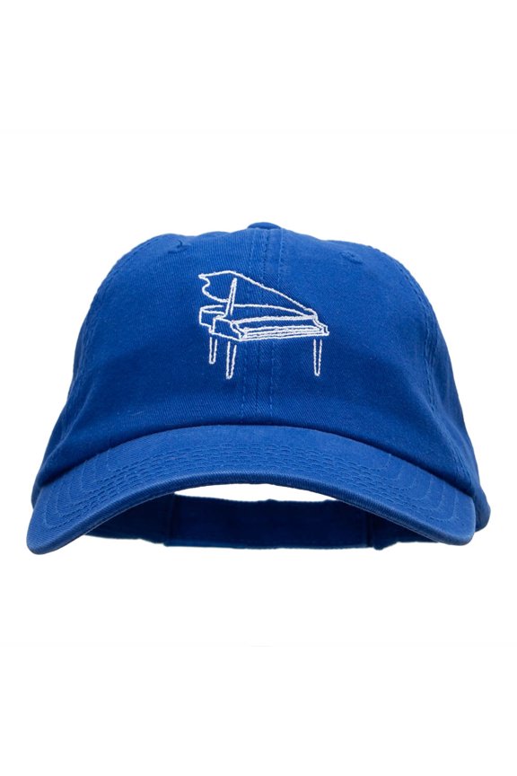 Piano Outline Embroidered Deluxe Washed Twill Cap - Royal OSFM