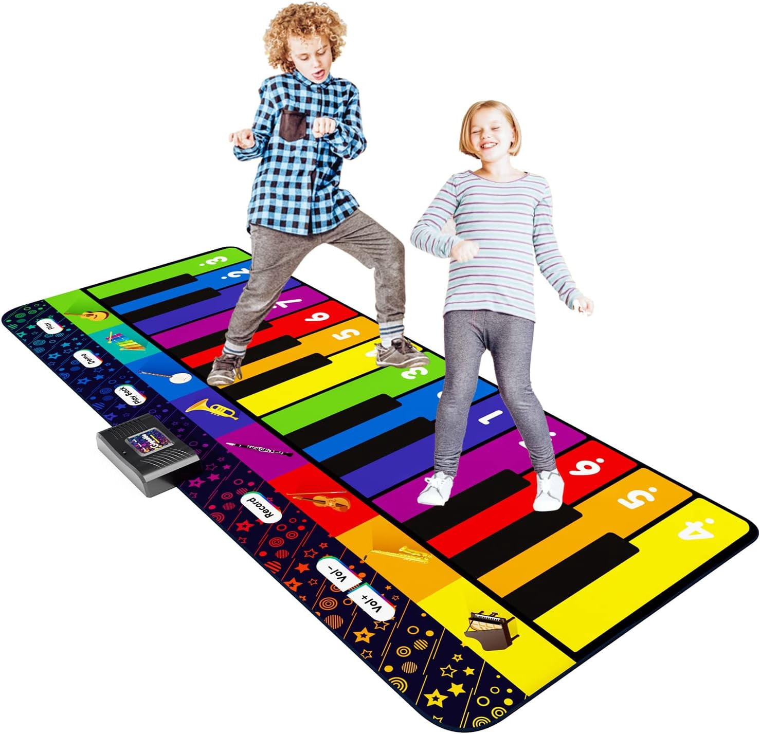 Mat Musical Panel Piano Play Mat – Fun Dance Mat, 24-Key Musical Keyboard Mat with 8 ...