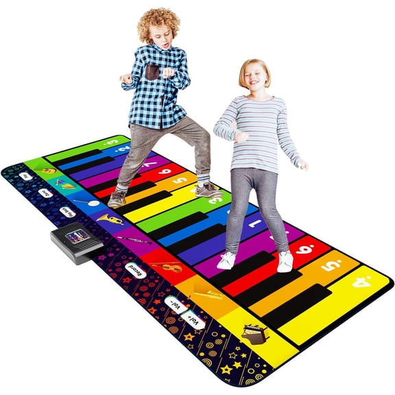 Piano Play Mat – Fun Dance Mat, 24-Key Musical Keyboard Mat with 8 Instruments, Recording & Built-in Speaker