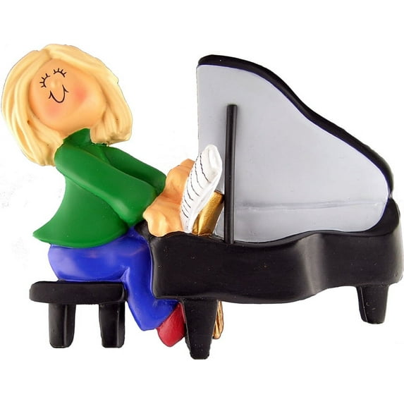 Piano Player Female Blonde Personalized Christmas Ornament DO-IT-YOURSELF