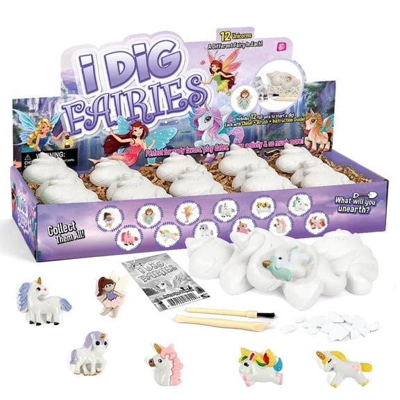Piano Potato 12Pcs Fairy Unicorn Dig Kit, Magical Digging Set for Kids, Mysterious Surprises Toys Gift for Children Age 6-12