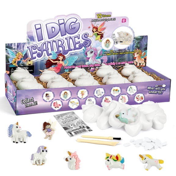 Piano Potato 12Pcs Unicorn & Fairy Dig Kit, Magical Digging Set for Kids, Mysterious Surprises Toys Gift for Children Age 6-12