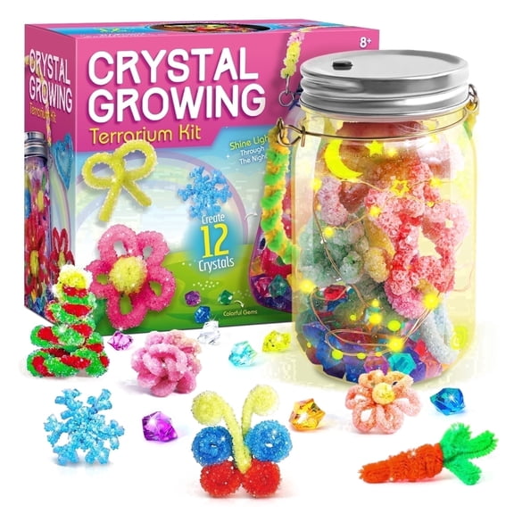 Piano Potato Crystal Growing Kit for Kids | Light-up Terrarium STEM Science Set, Make Your Own 12 Crystals for Boys Girls Ages 8-12