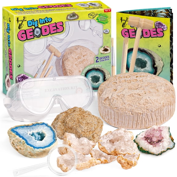 Piano Potato Dig Into Geodes Kit - STEM Crystal Mining Set with Real Geodes,Educational Digging Toy for Kids Ages 6+, Great STEM Science Kit, Geology Gift for Kids,Break Your Own Geodes with Crystals