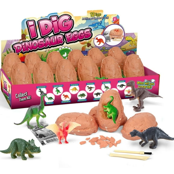 Piano Potato Dino Egg Dig Kit for Kids - Dinosaur Toys Gift 6-12 Year Old - 12 Dinosaur Eggs & Surprise Dinosaurs - Digging Toys - Science Kit, STEM Activities - Party Gifts for Boys & Girls