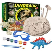 Piano Potato Dinosaur Fossil Dig Panting Kit for Kids Ages 6+, STEM Excavation Set with Skeleton & Paint, Arts and Crafts Kits Drawing Toys with Dinosaurs Set