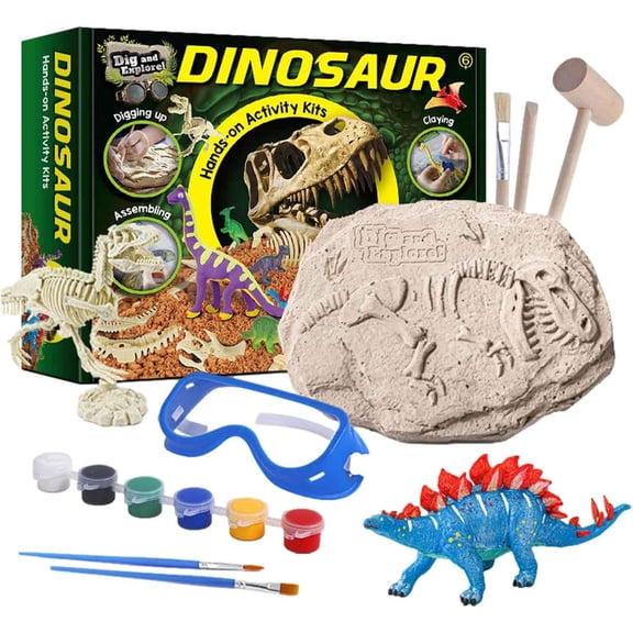Piano Potato Dinosaur Dig & Explore Kit, Dinosaur Fossil Dig Kit, Dinosaur Skeleton Assembly Kit, Dinosaur Clay Modeling Kit, Dinosaur Painting Kit, STEM Dinosaur Toy for Kids Ages 6+