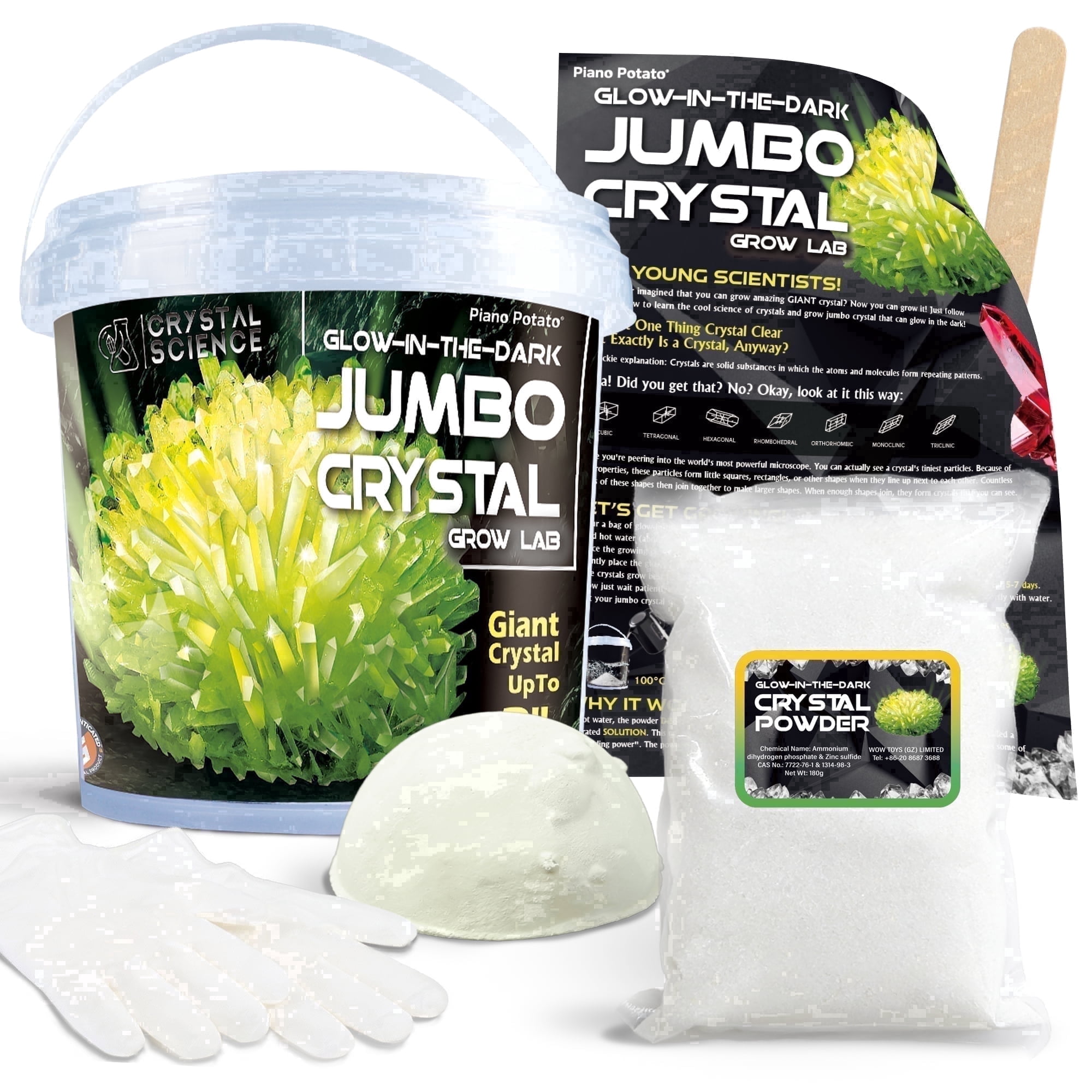 Piano Potato Jumbo Glow-in-the-Dark Crystal Growing Kit, STEM Science ...