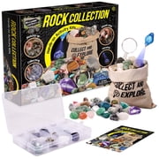 Piano Potato Kids Rock Collection Kit, 12 Specimens Box + 700g Real Crystals & Minerals STEM Gemstone Kit, Educational Geology Gift for Ages 6-12
