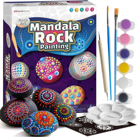 Piano Potato Mandala Rock Painting Kit, Rock Painting Kit for Kids Ages 6-12, Paint Rocks Craft Kit for Kids, Mandala Art Kit, Rock Painting Set