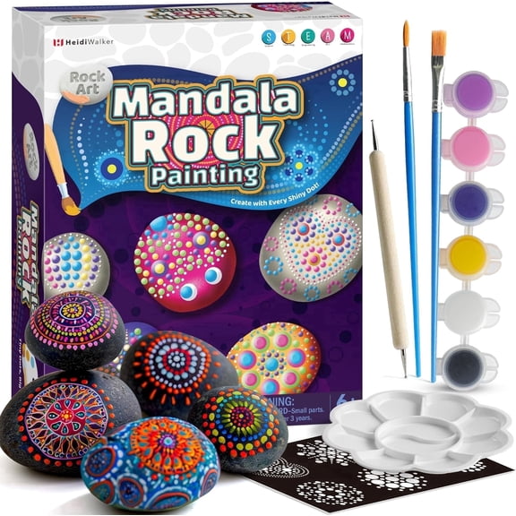 Piano Potato Mandala Rock Painting Kit for Kids,Complete Dot Art Set with Rocks,Stencils & Tools,DIY Arts and Crafts for Boys Girls Ages 6-12