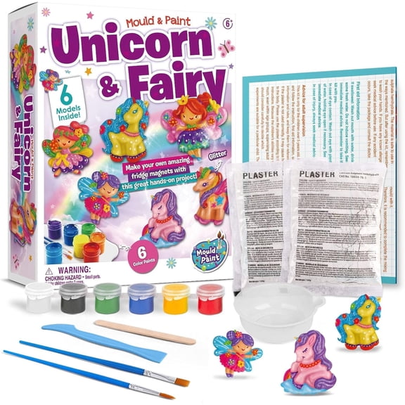 Piano Potato Unicorn & Fairy Magnet Painting Kit for Kids, 6Pcs DIY Fridge Magnet Craft Set with Paints & Brushes,Paint Your Own Magical Magnets,Creative Gift for Girls Age 6-12