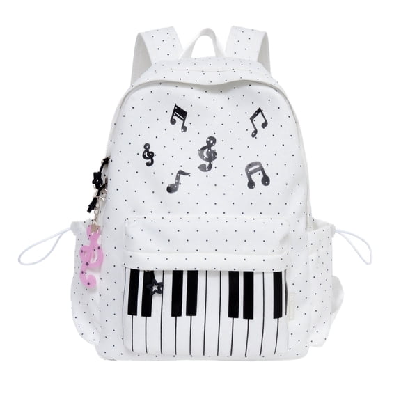 Piano Print Backpack 1-Pack – Music Key Design School Bookbag for Teen Girls High School Travel,D