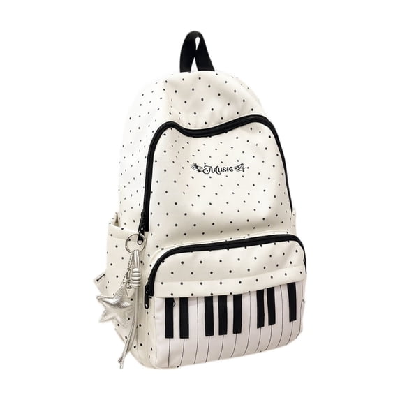 Piano Print Backpack - 1Pc Cute School Bag for Teen Girls High School Students Travel Daypack,C