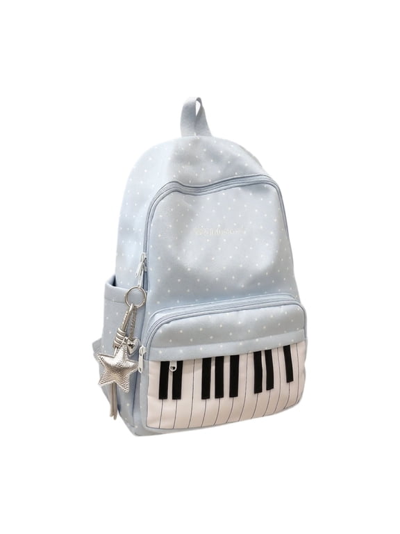 Piano Print College Backpack for Women Laptop Travel Daypack Cute Campus Versatile Double Strap Bag